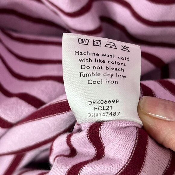 Draper James Tie Waist Midi T-Shirt Dress Dark Pink Mariner Stripe Size 1X - Picture 9 of 10